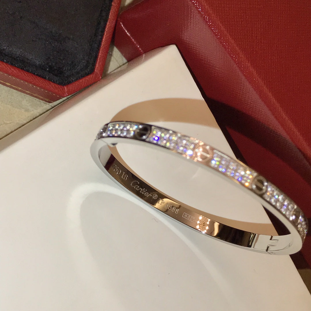tricolor crystal unique Bangle for unisex couple - alternate angle view 6