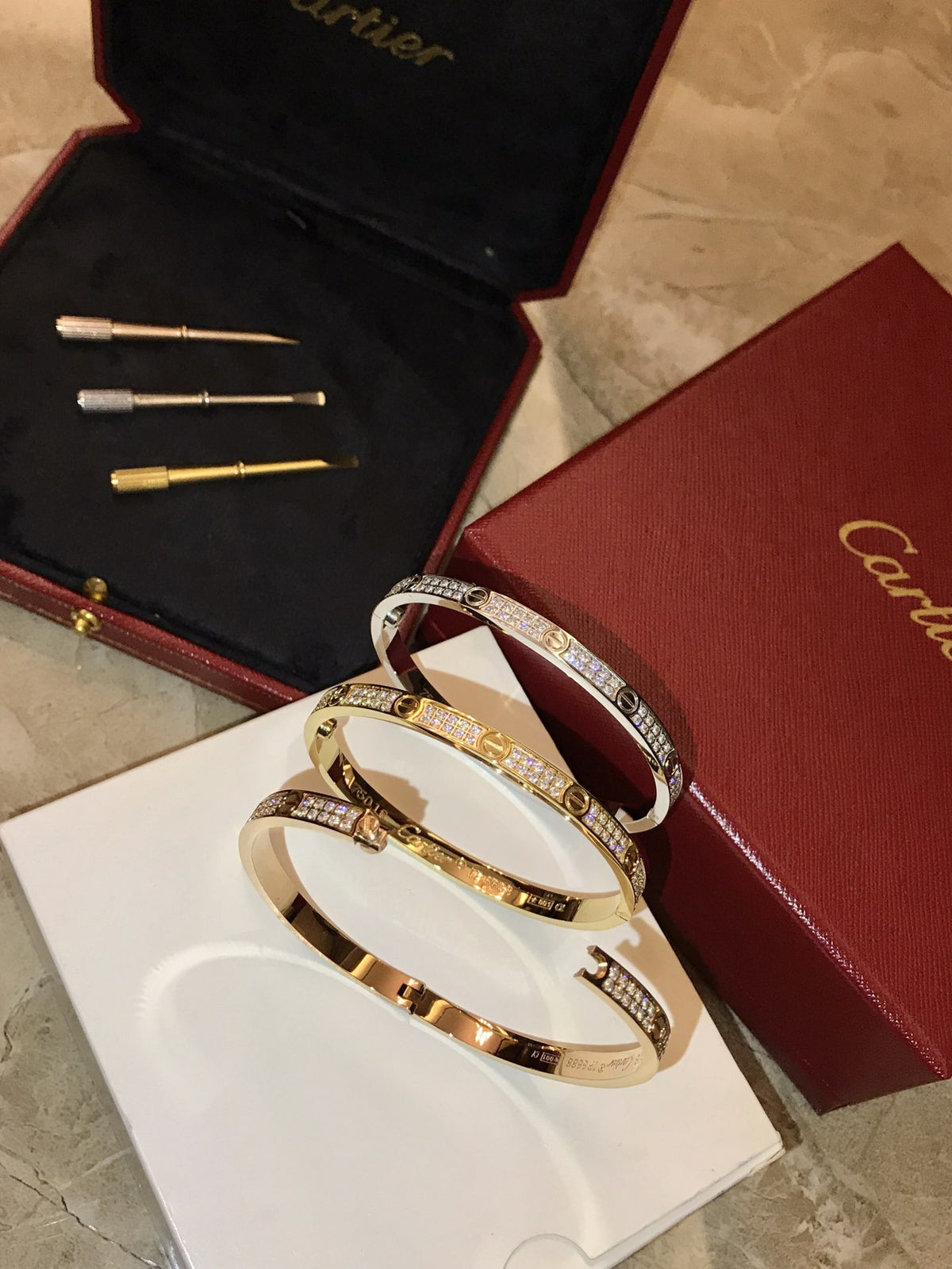 tricolor crystal unique Bangle for unisex couple - alternate angle view 8