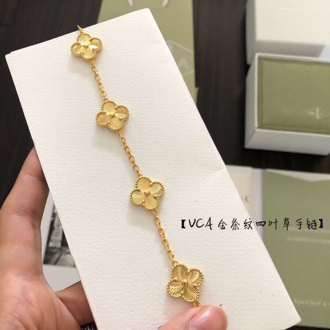 gold clover Bracelet for women - alternate angle view 2