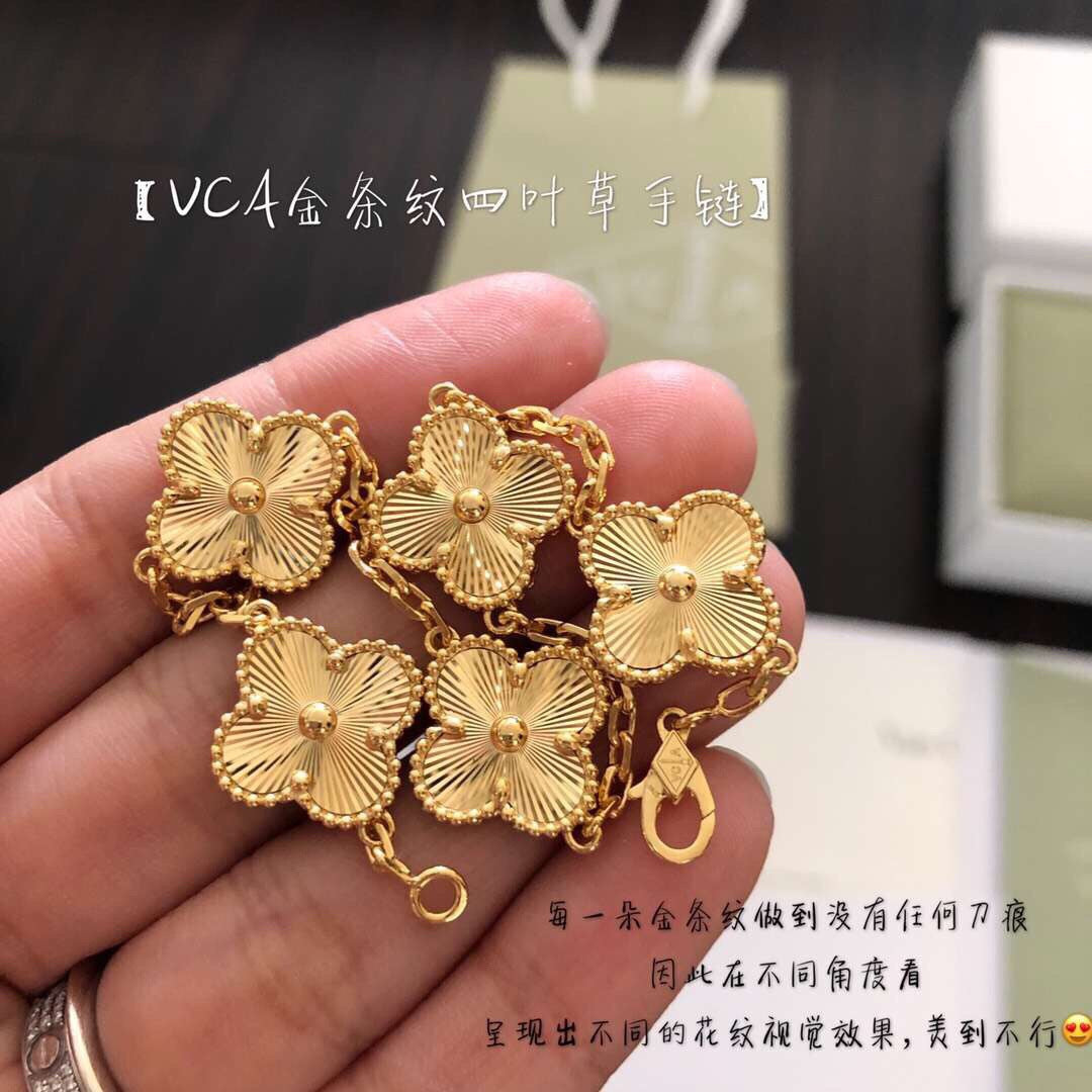 gold clover Bracelet for women - alternate angle view 6
