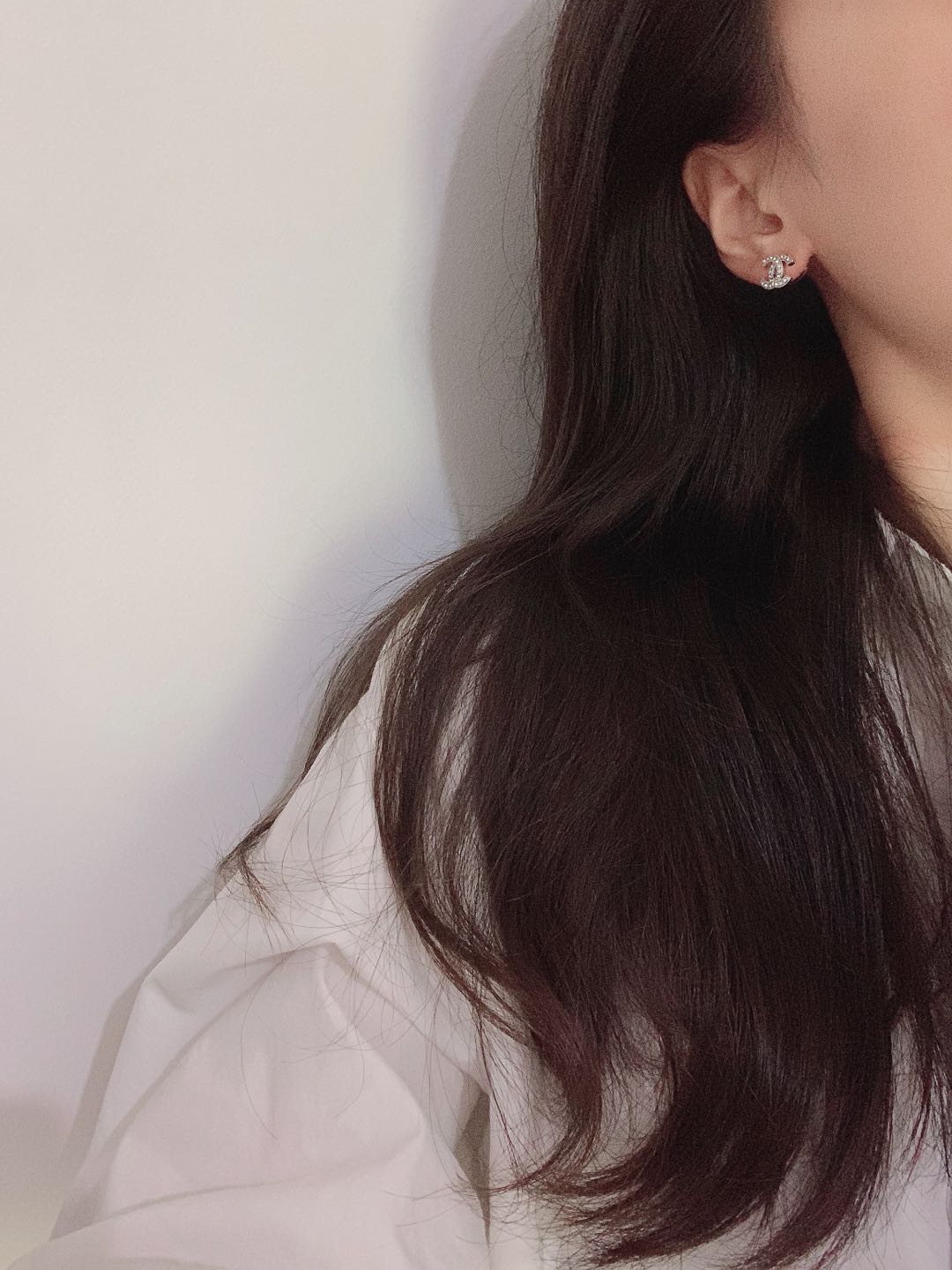 silver crystal Stud Earrings for women - alternate angle view 6