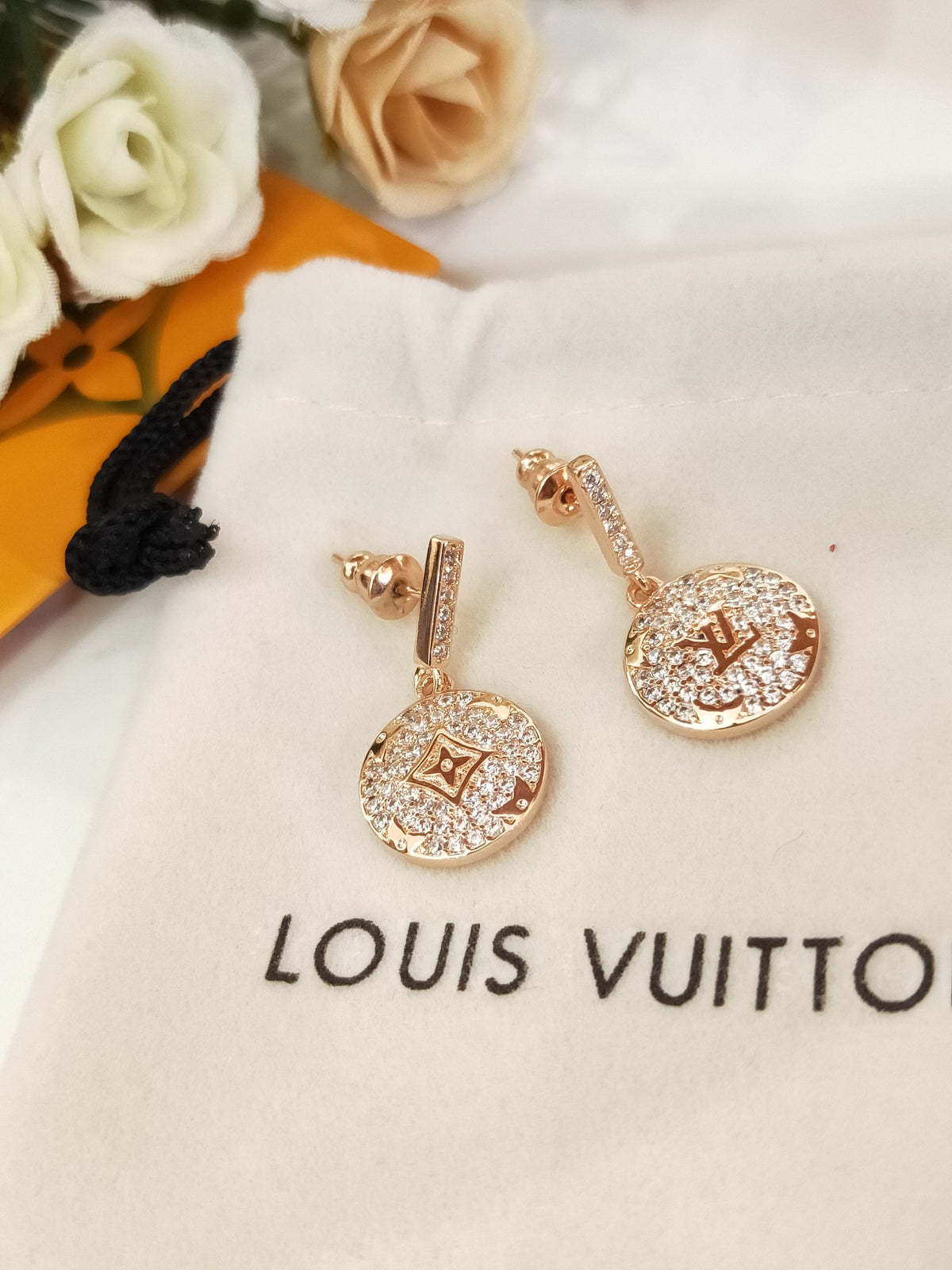 gold crystal clover Drop Earrings for women - alternate angle view 6