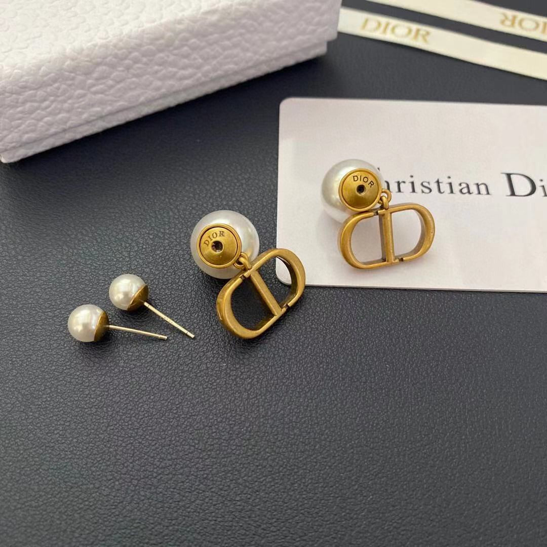 white pearl Drop Earrings for women - alternate angle view 3