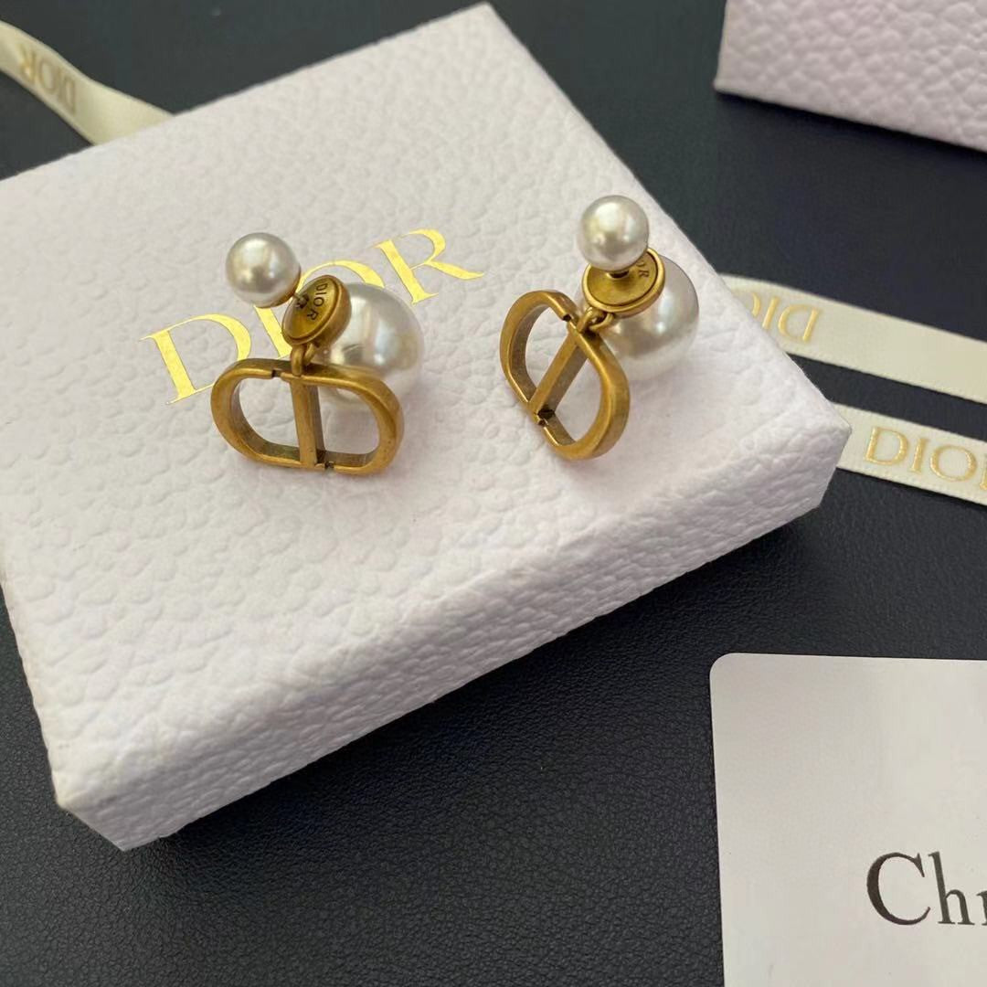 white pearl Drop Earrings for women - alternate angle view 4