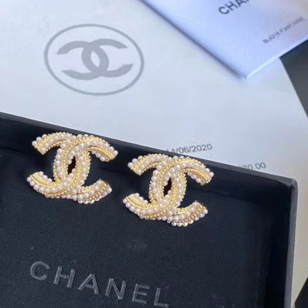 pearl letter Drop Earrings for women - product detail view