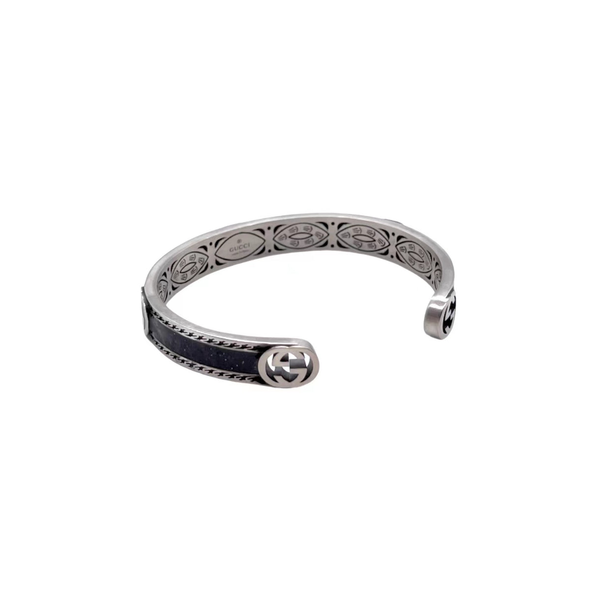 antique enamel double g Bangle for unisex couple - alternate angle view 3