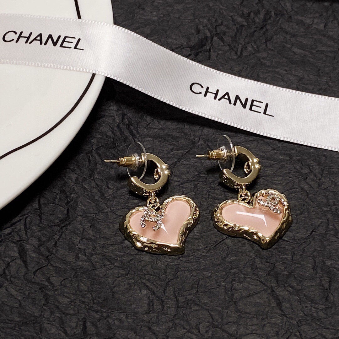 pink 925 sterling silver heart Stud Earrings for women - alternate angle view 9