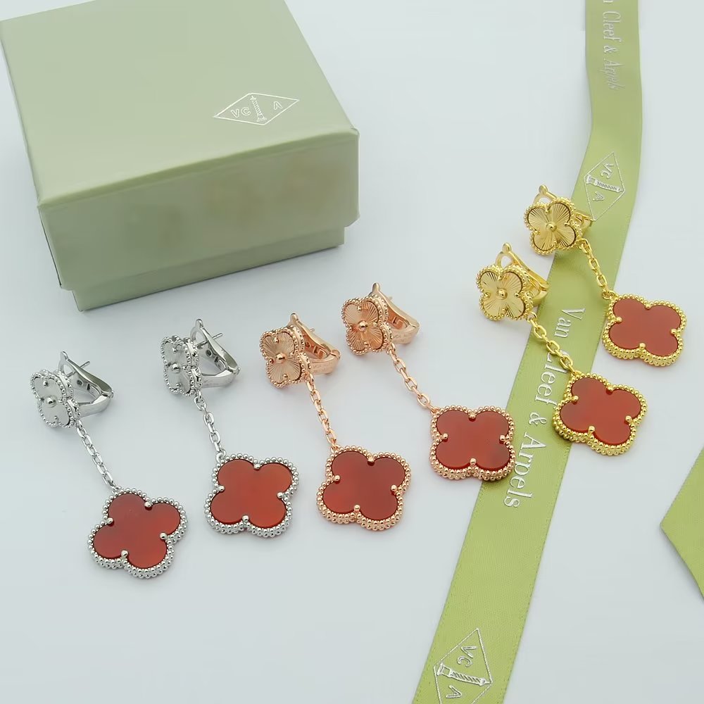 iridescent agate clover Drop Earrings for women - product detail view