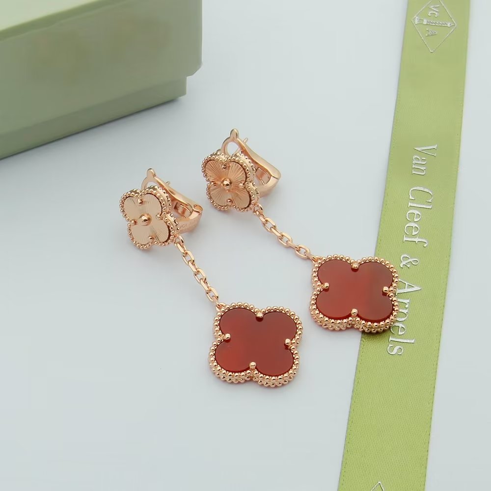 iridescent agate clover Drop Earrings for women - alternate angle view 4