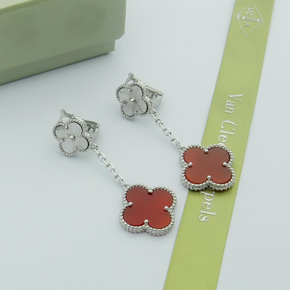 iridescent agate clover Drop Earrings for women - alternate angle view 5