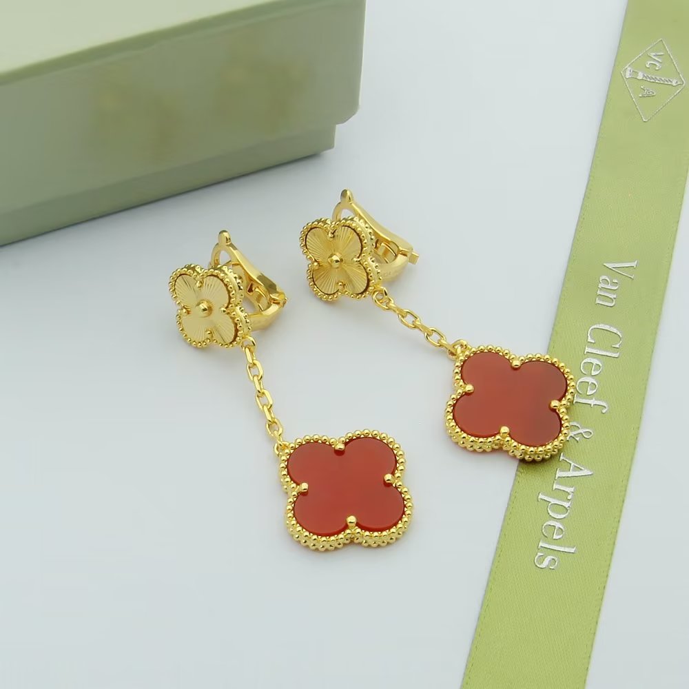 iridescent agate clover Drop Earrings for women - alternate angle view 6