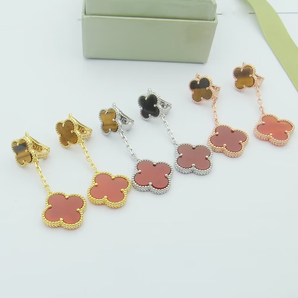 tiger eye agate clover fashion accessory for women - alternate angle view 2