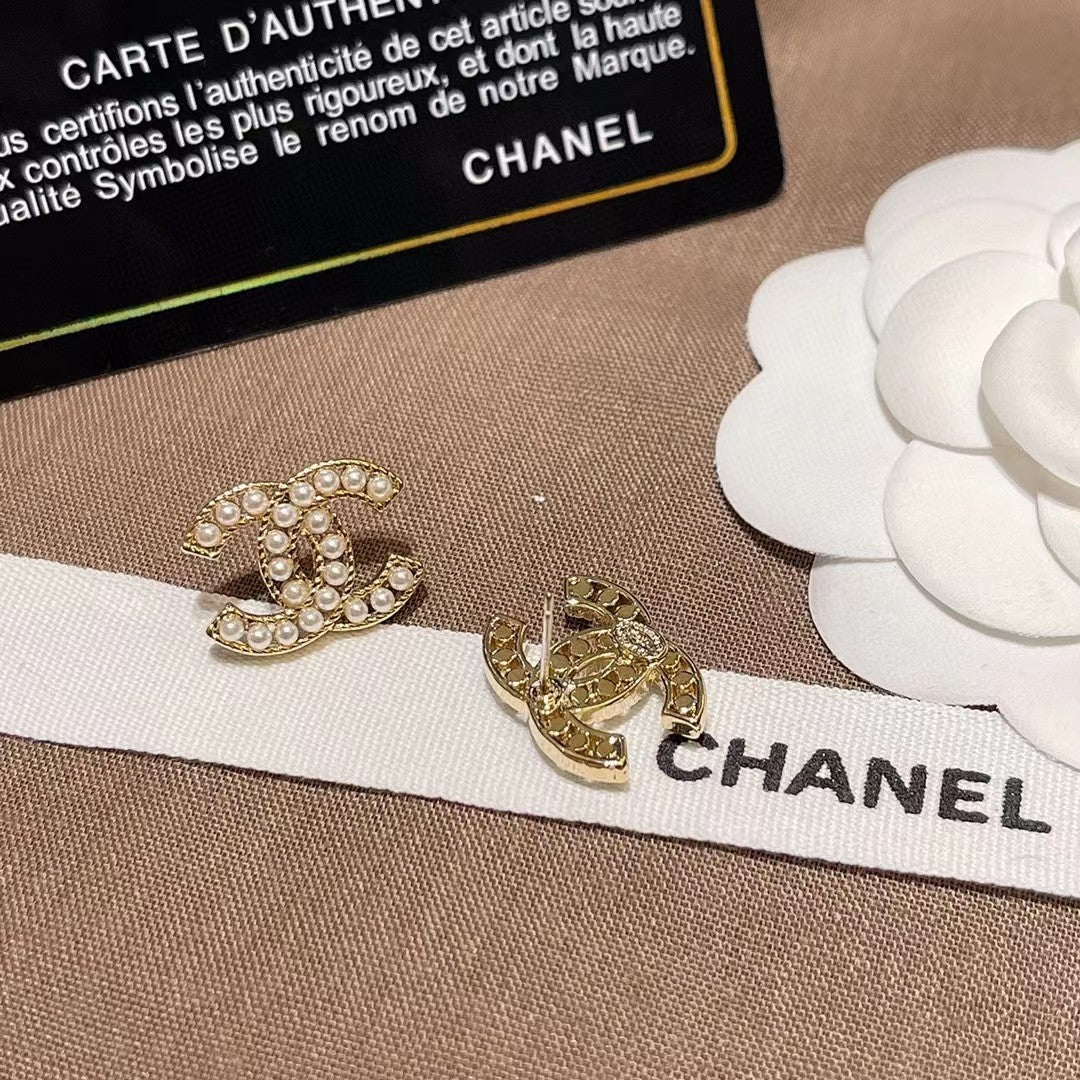 gold brass letter Stud Earrings for women - alternate angle view 6