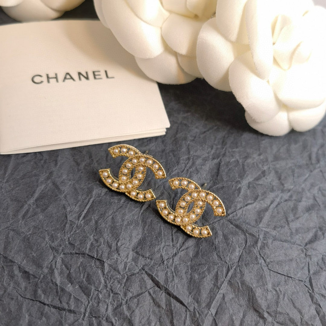 gold brass letter Stud Earrings for women - alternate angle view 5