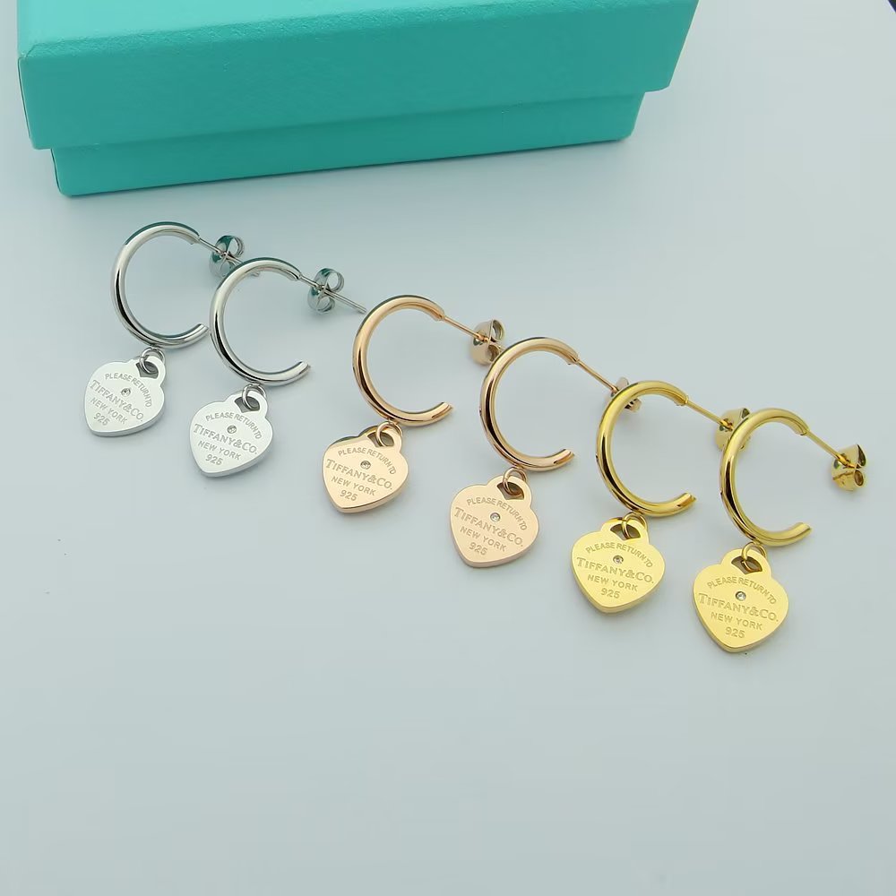 crystal heart Stud Earrings for women - alternate angle view 3