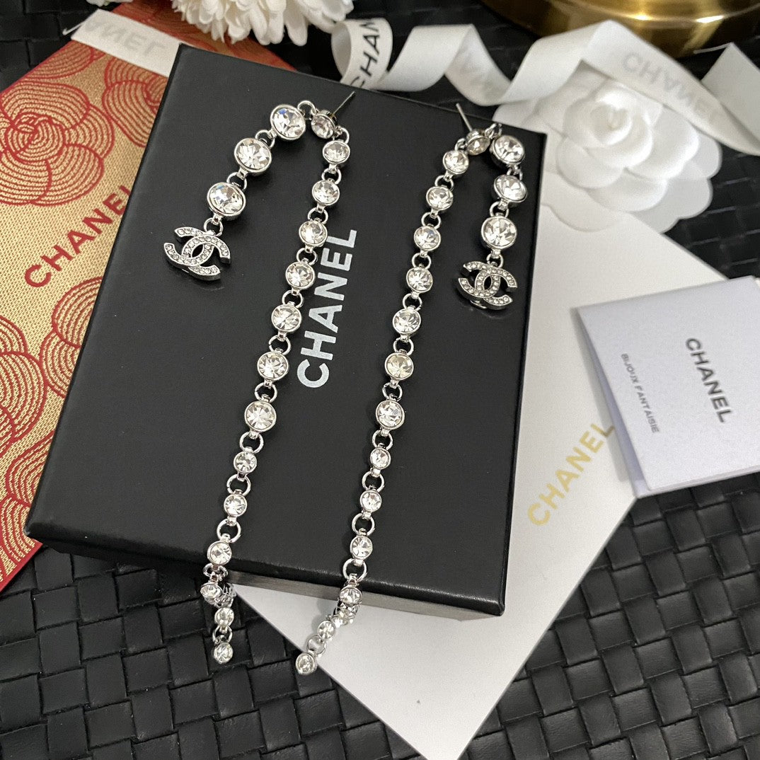 silver brass tassel Drop Earrings for women - product detail view