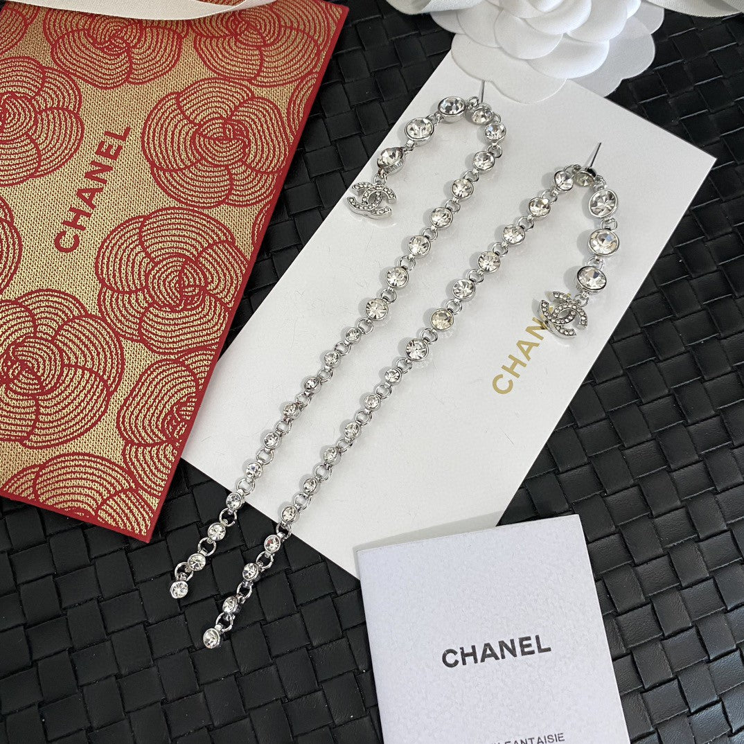 silver brass tassel Drop Earrings for women - alternate angle view 3