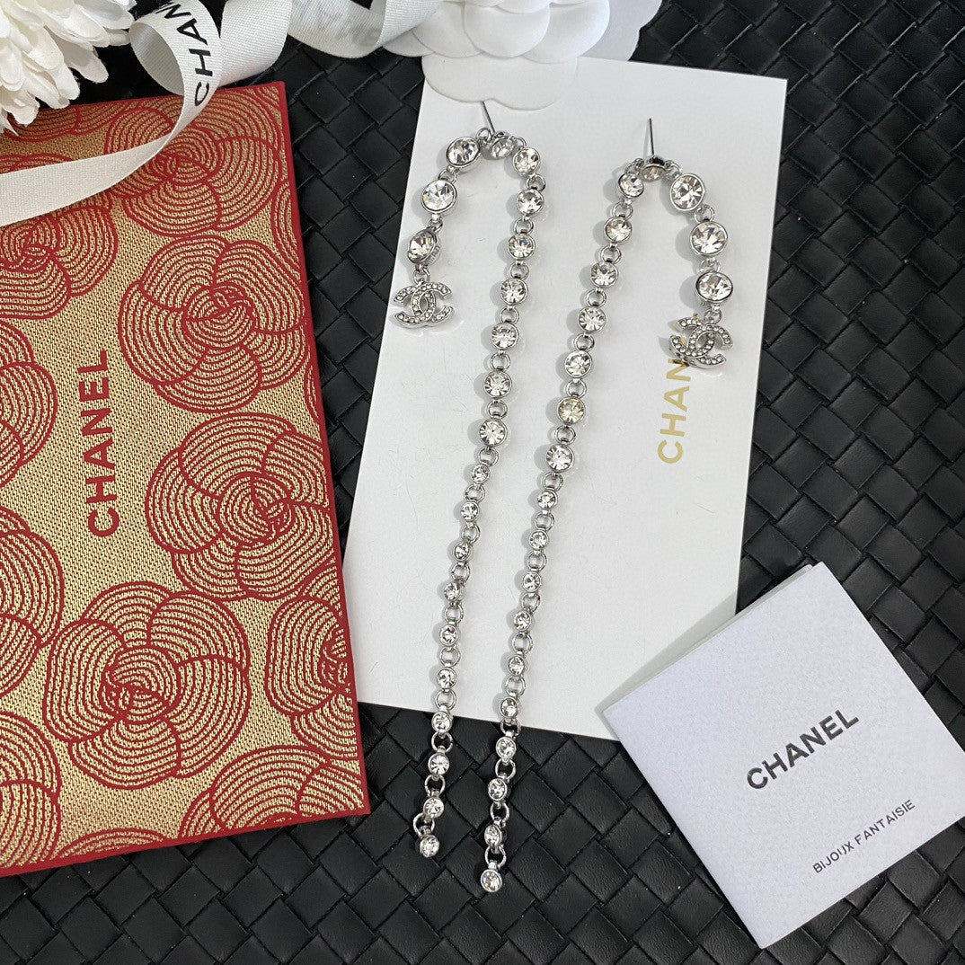 silver brass tassel Drop Earrings for women - alternate angle view 6