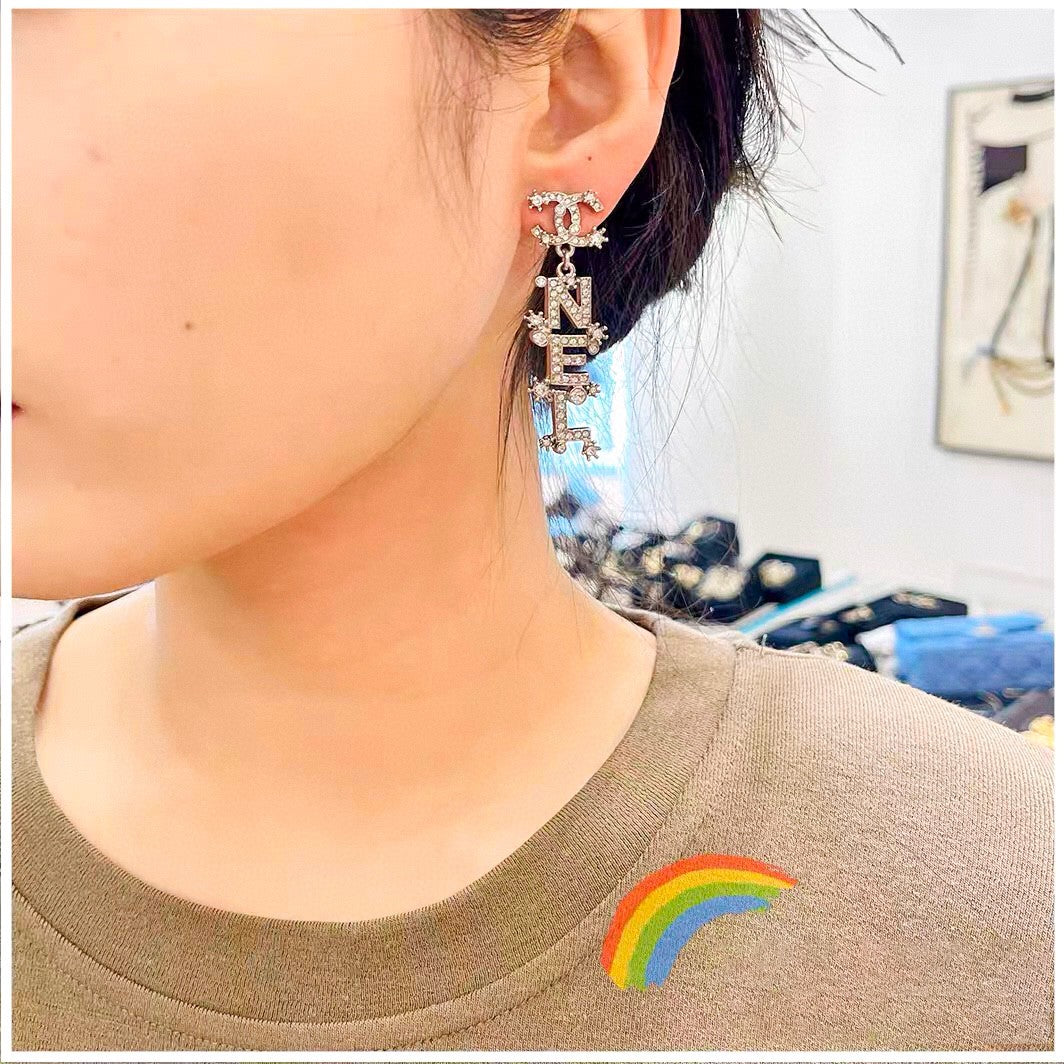 pink brass heart Drop Earrings for women - alternate angle view 9