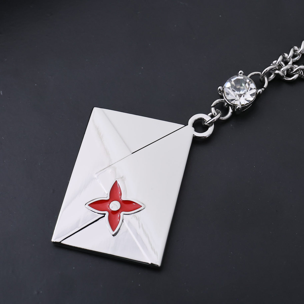 silver enamel floral Pendant for men - alternate angle view 3