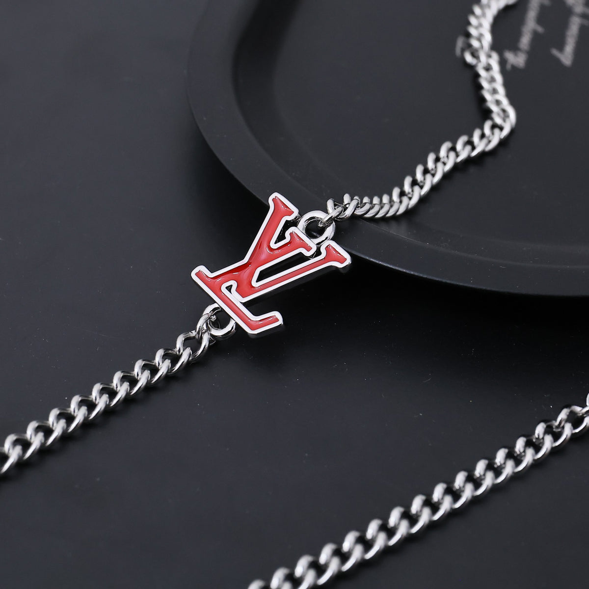 silver enamel floral Pendant for men - alternate angle view 5