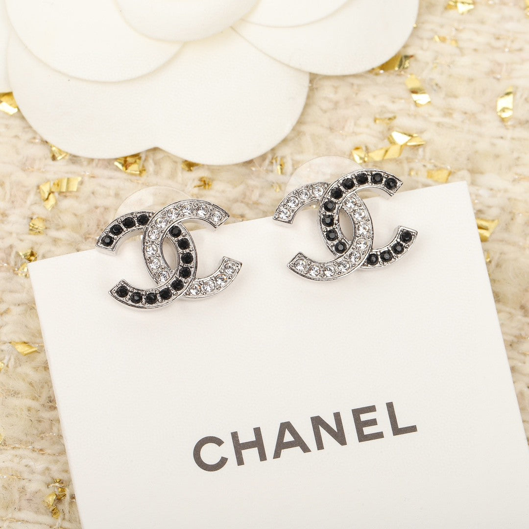 black and white crystal letter Drop Earrings for women - product detail view