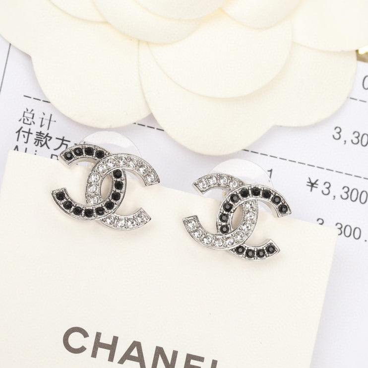 black and white crystal letter Drop Earrings for women - alternate angle view 7