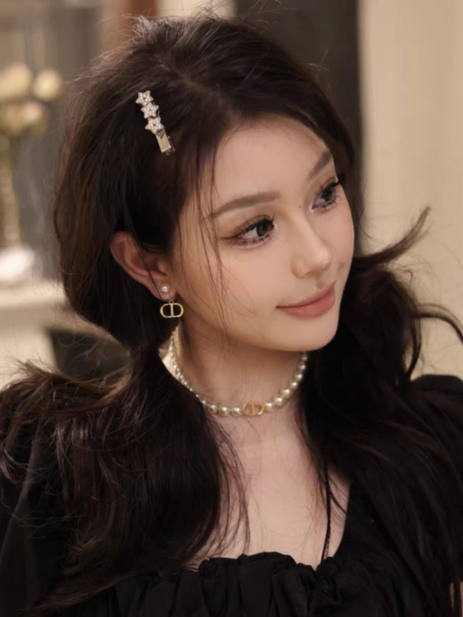 white pearl Drop Earrings for women - alternate angle view 2
