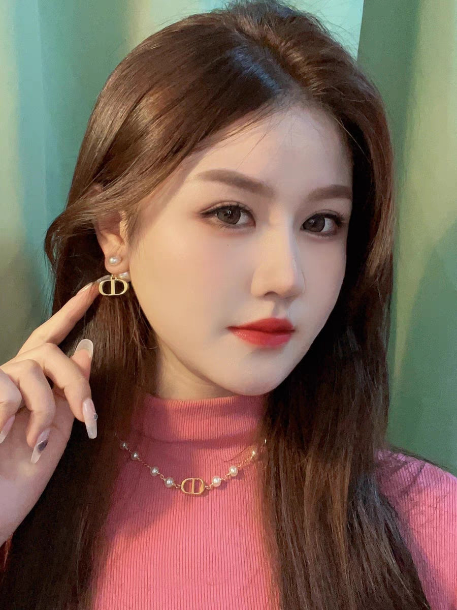 white pearl Drop Earrings for women - alternate angle view 9