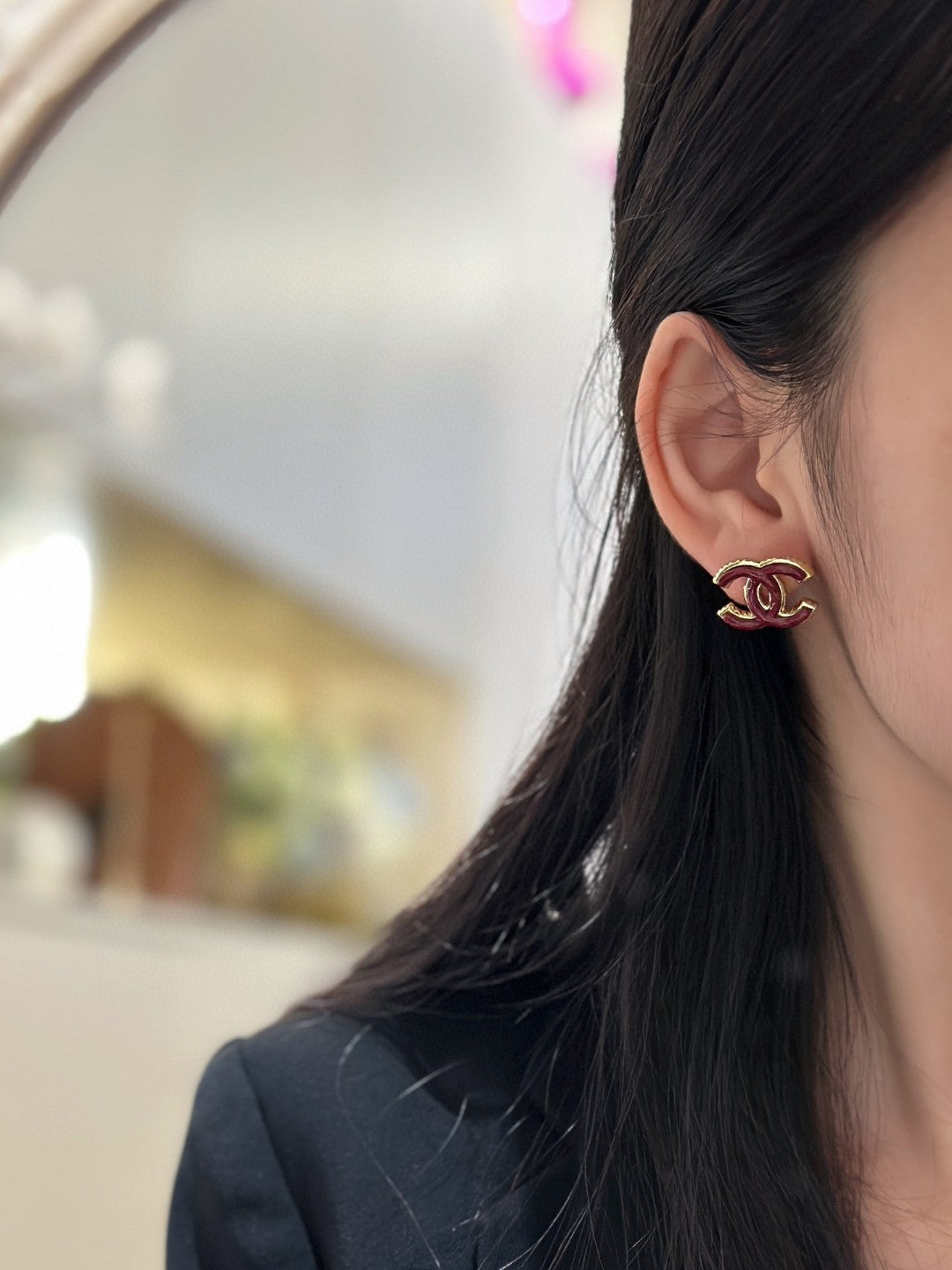 gold letter Drop Earrings for women - alternate angle view 8