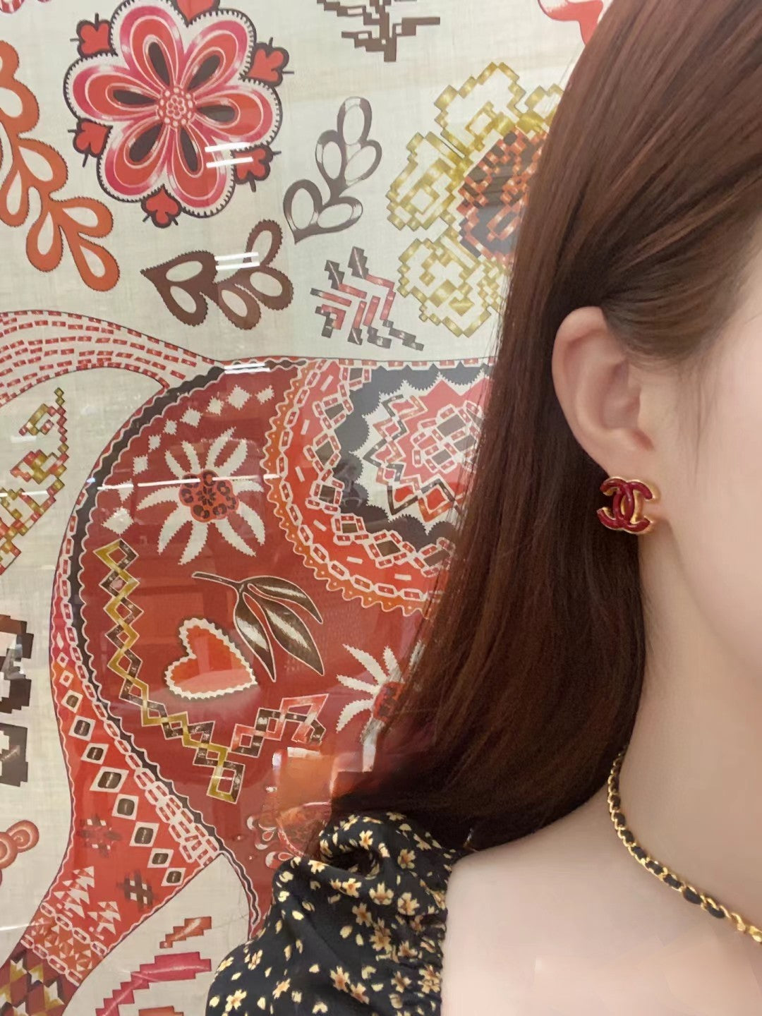 gold letter Drop Earrings for women - alternate angle view 6