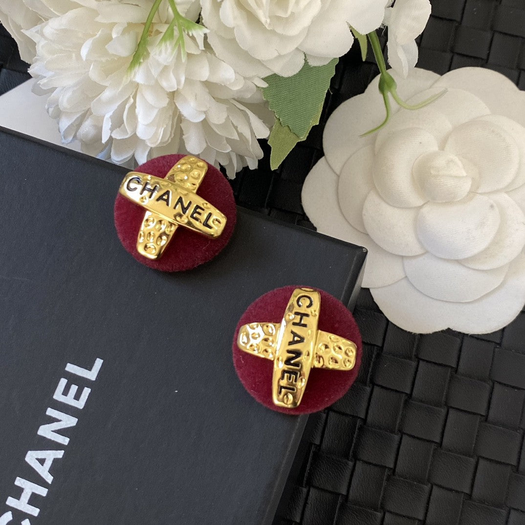 red velvet letter Drop Earrings for women - product detail view