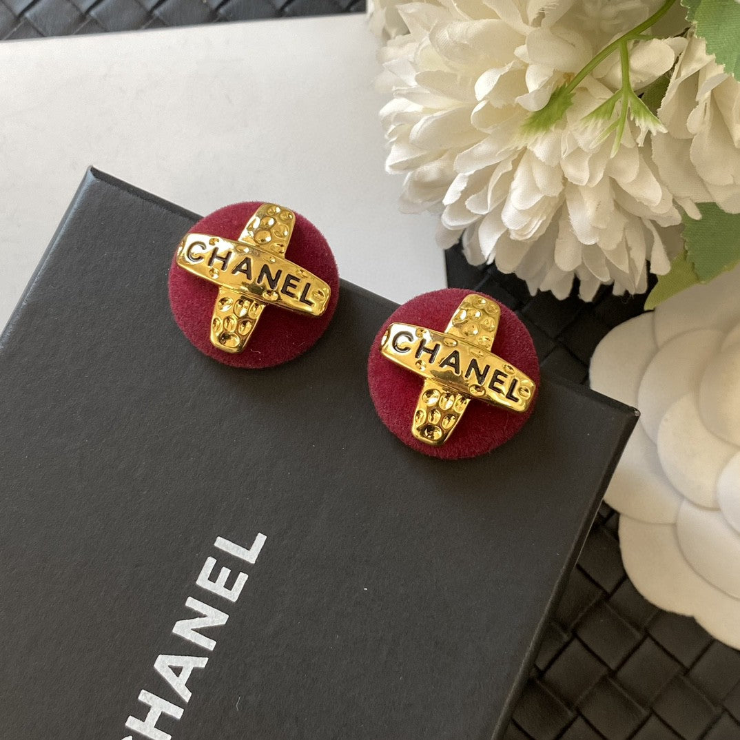 red velvet letter Drop Earrings for women - alternate angle view 6