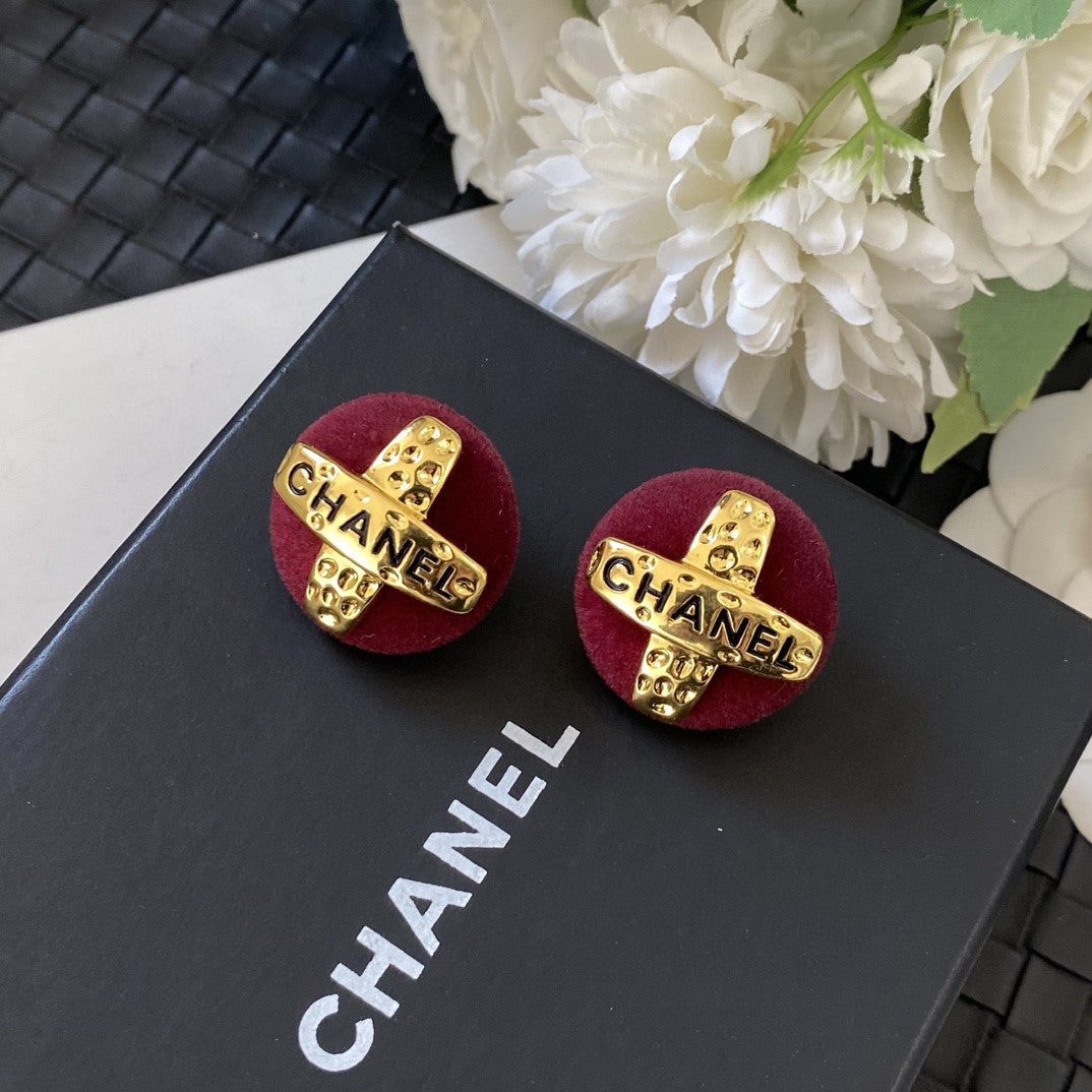 red velvet letter Drop Earrings for women - alternate angle view 3