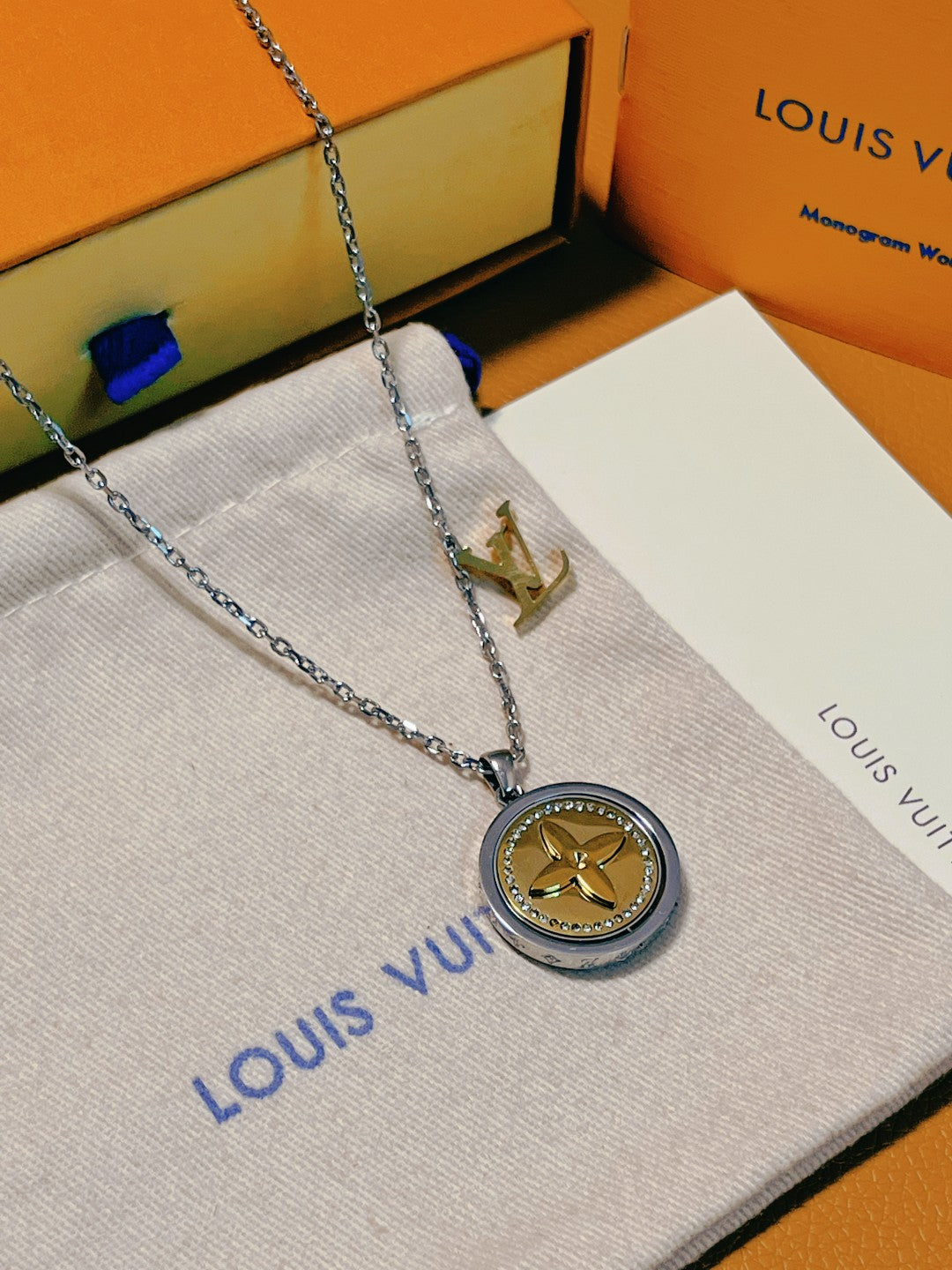 gold clover Necklace for women - alternate angle view 3