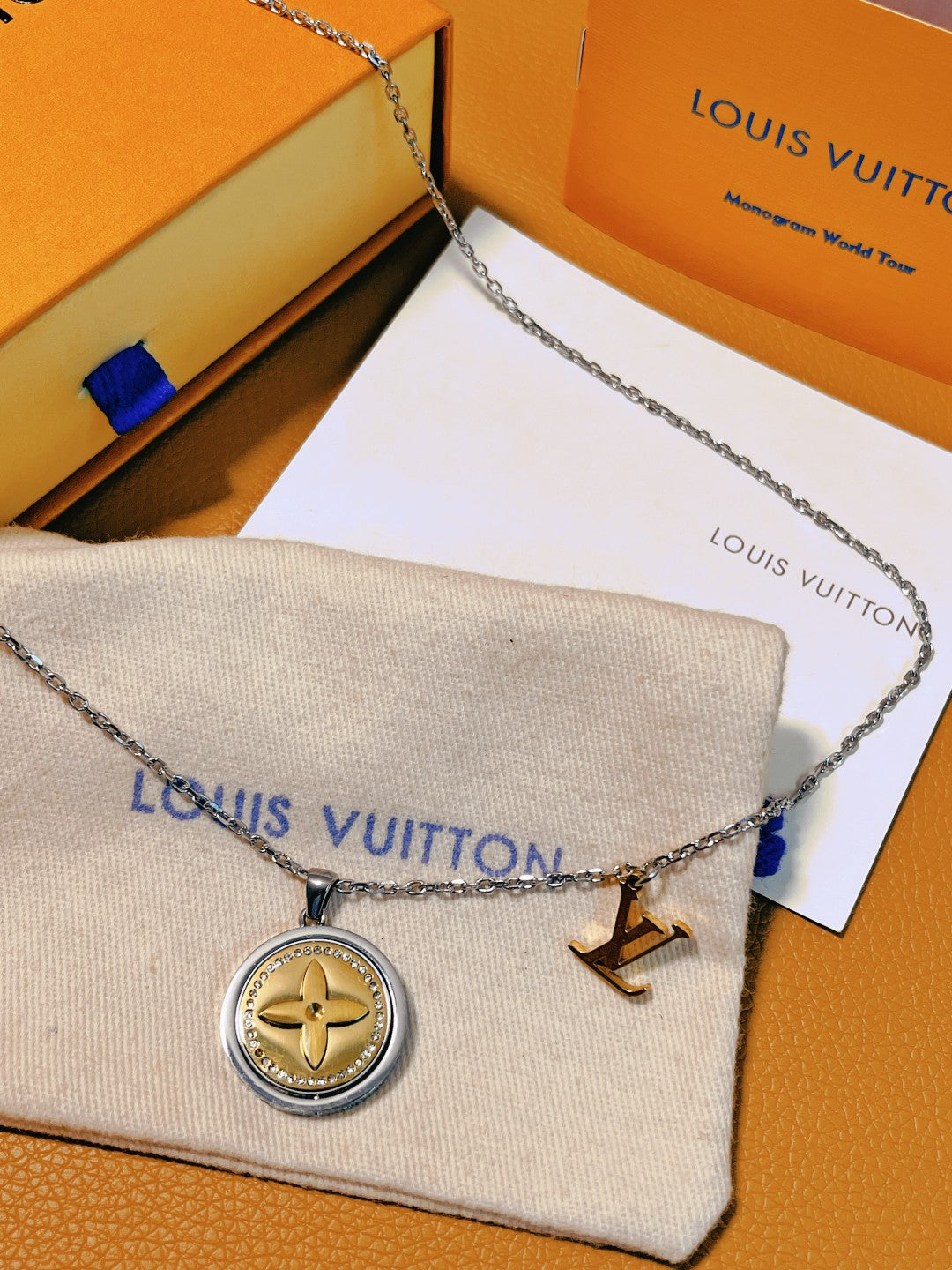 gold clover Necklace for women - alternate angle view 2