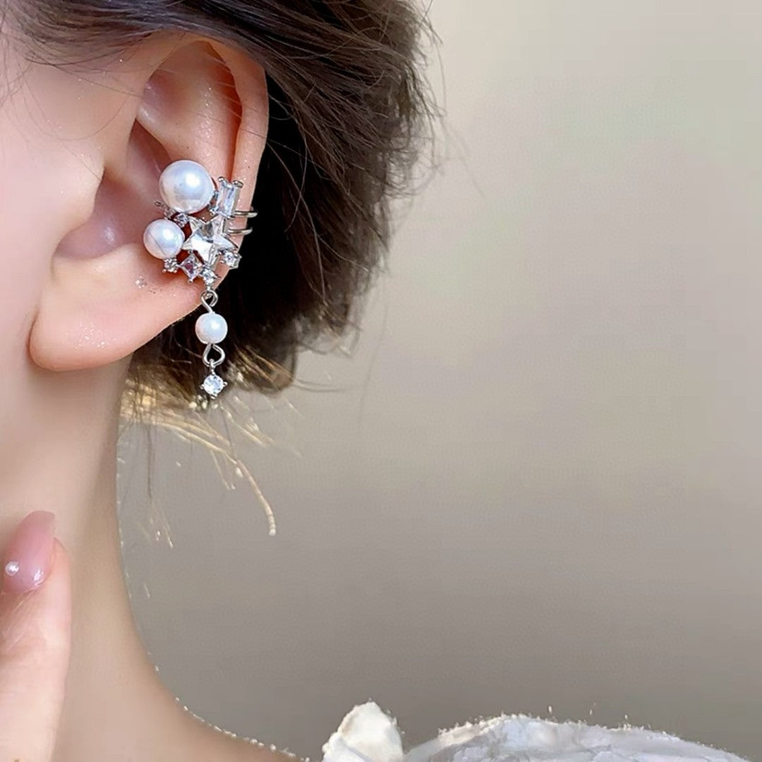 pearl inlaid Stud Earrings for women - alternate angle view 6