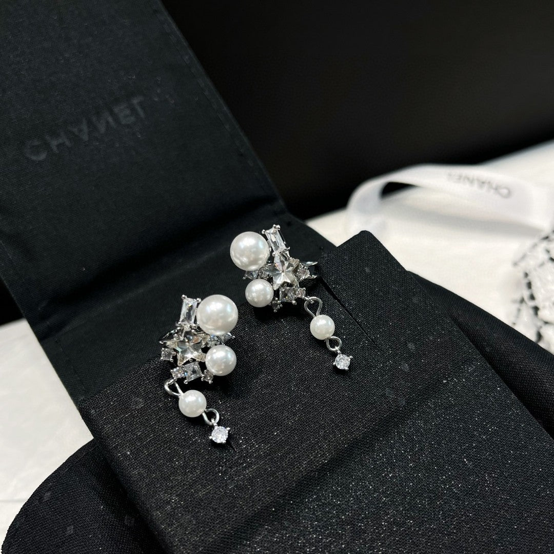 pearl inlaid Stud Earrings for women - alternate angle view 3