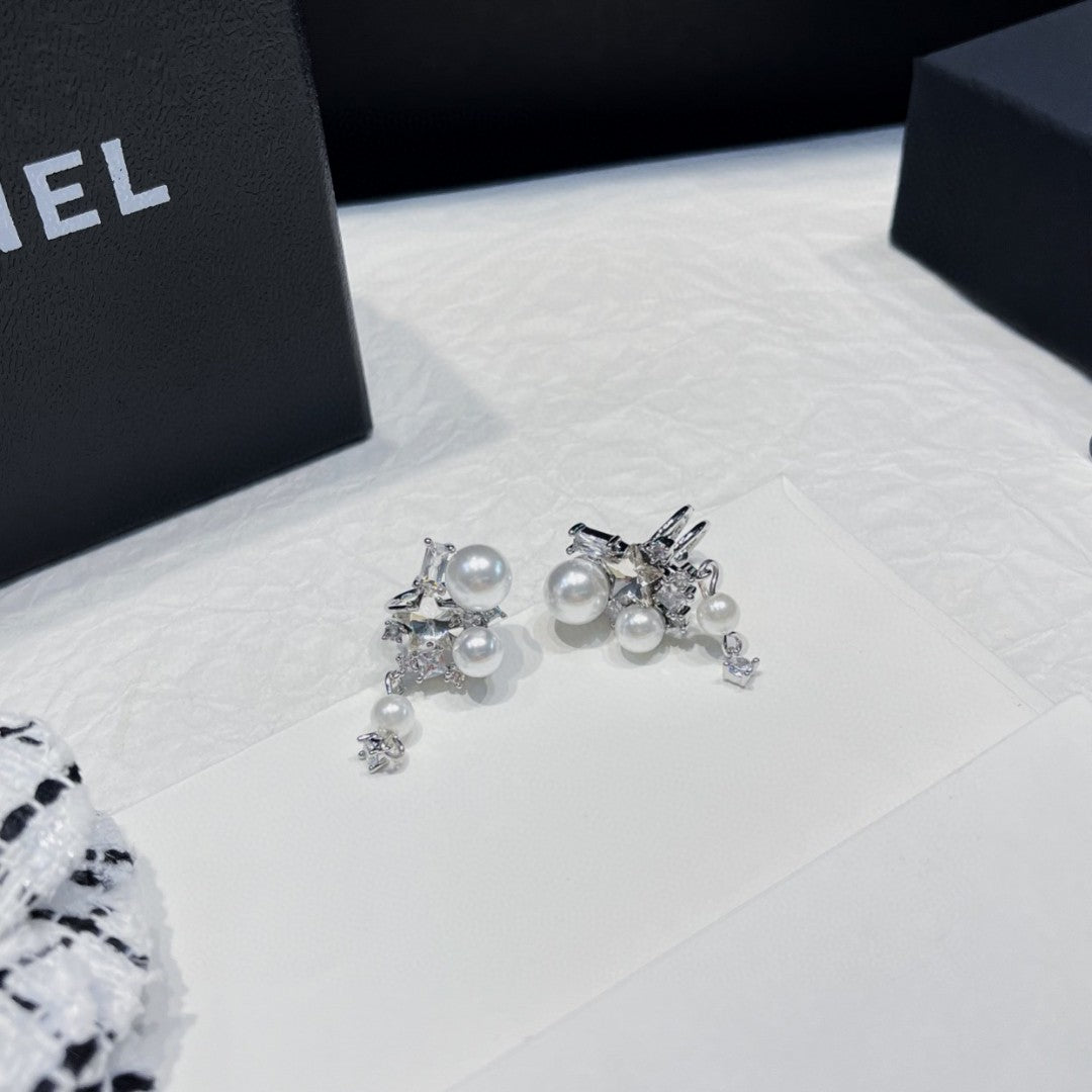 pearl inlaid Stud Earrings for women - alternate angle view 5