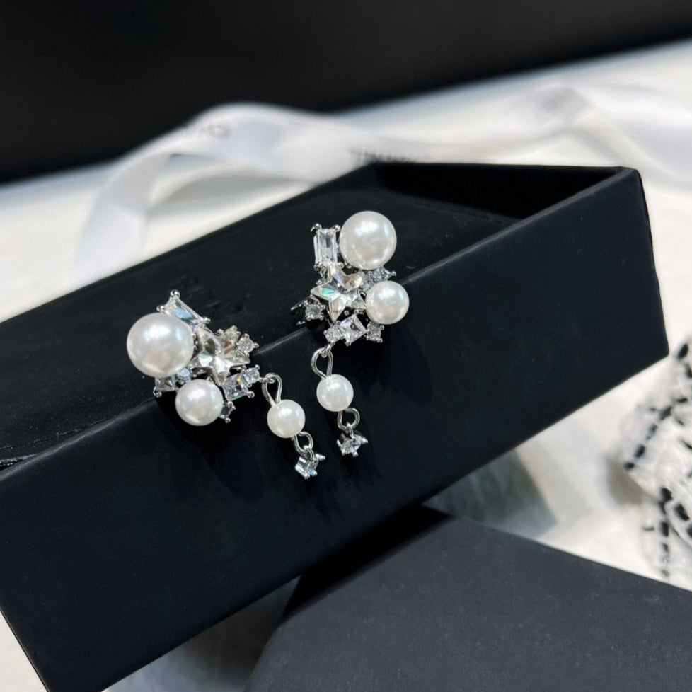pearl inlaid Stud Earrings for women - product detail view