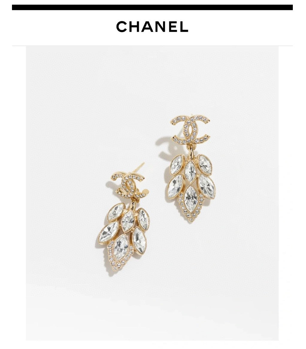 gold crystal letter Drop Earrings for women - alternate angle view 3