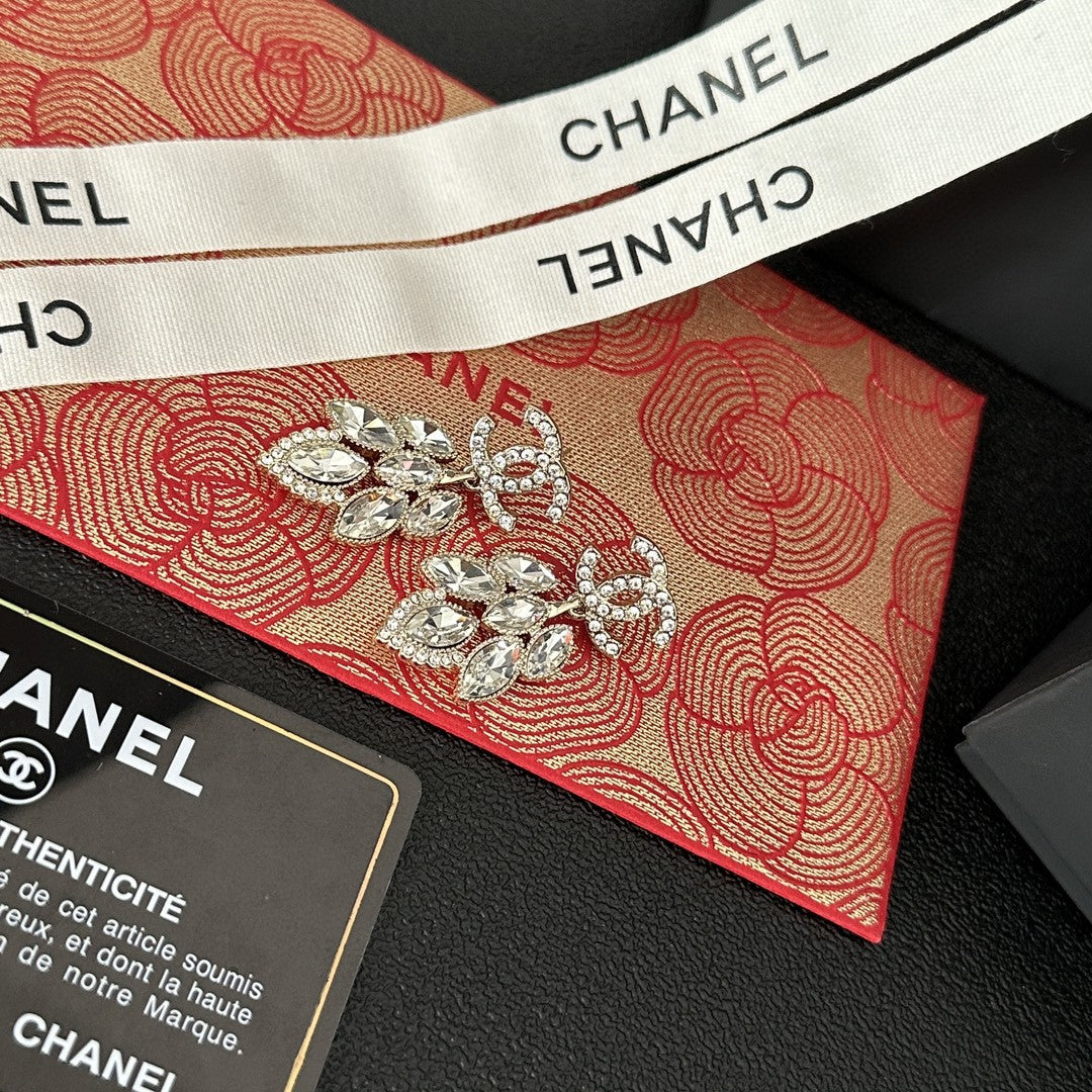 gold crystal letter Drop Earrings for women - product detail view