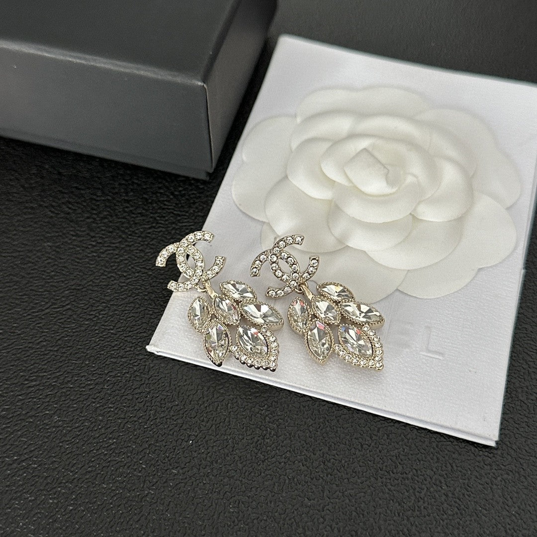 gold crystal letter Drop Earrings for women - alternate angle view 4