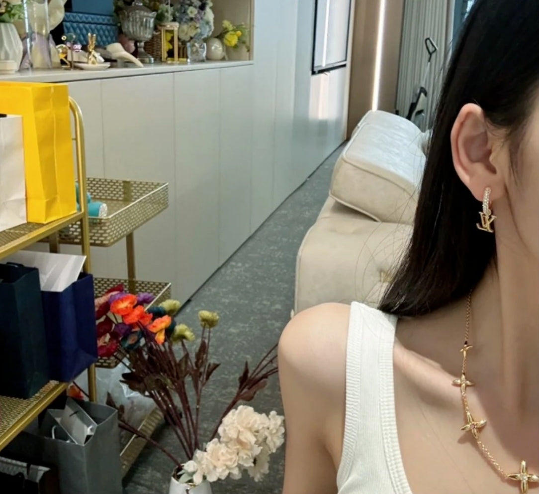 letter Drop Earrings for women - alternate angle view 6