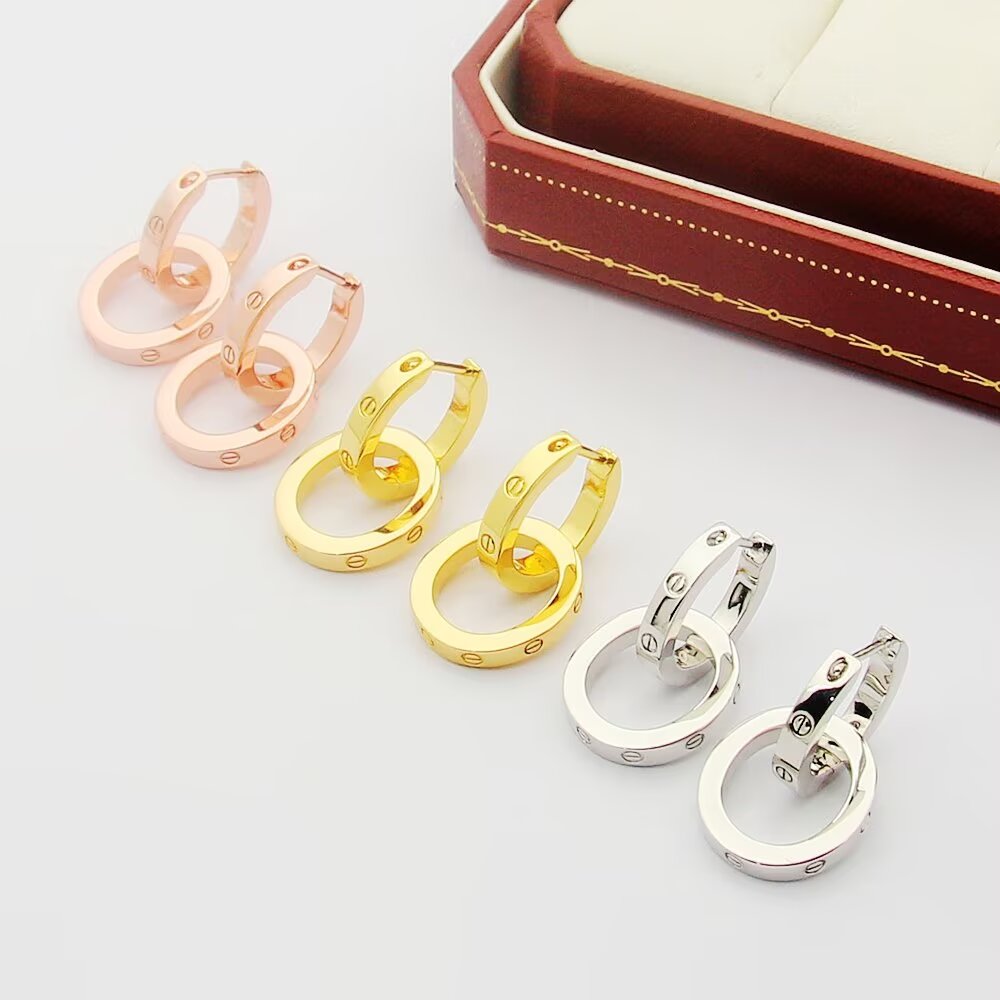 rose gold rose Stud Earrings for women - alternate angle view 2