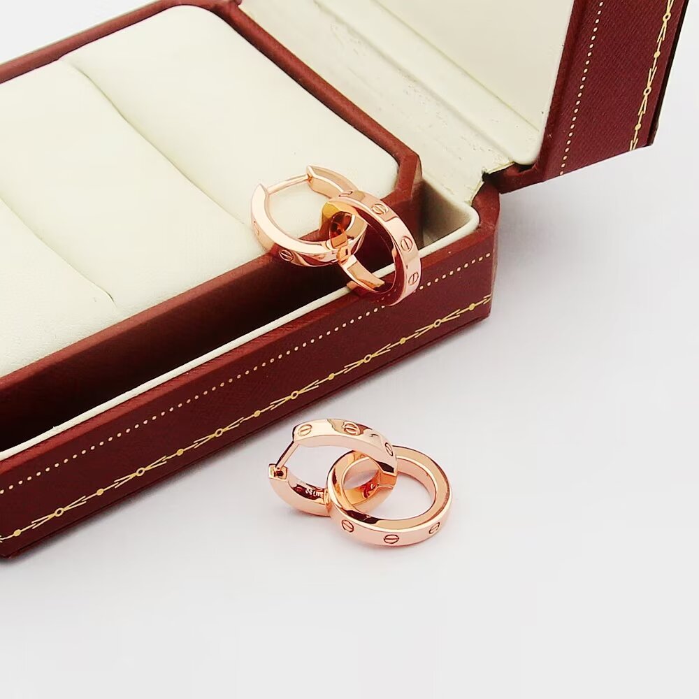rose gold rose Stud Earrings for women - alternate angle view 5
