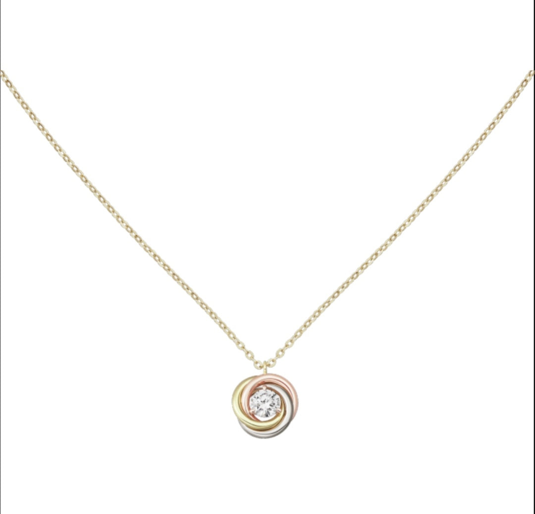 tricolor crystal delicate Necklace for women - product detail view