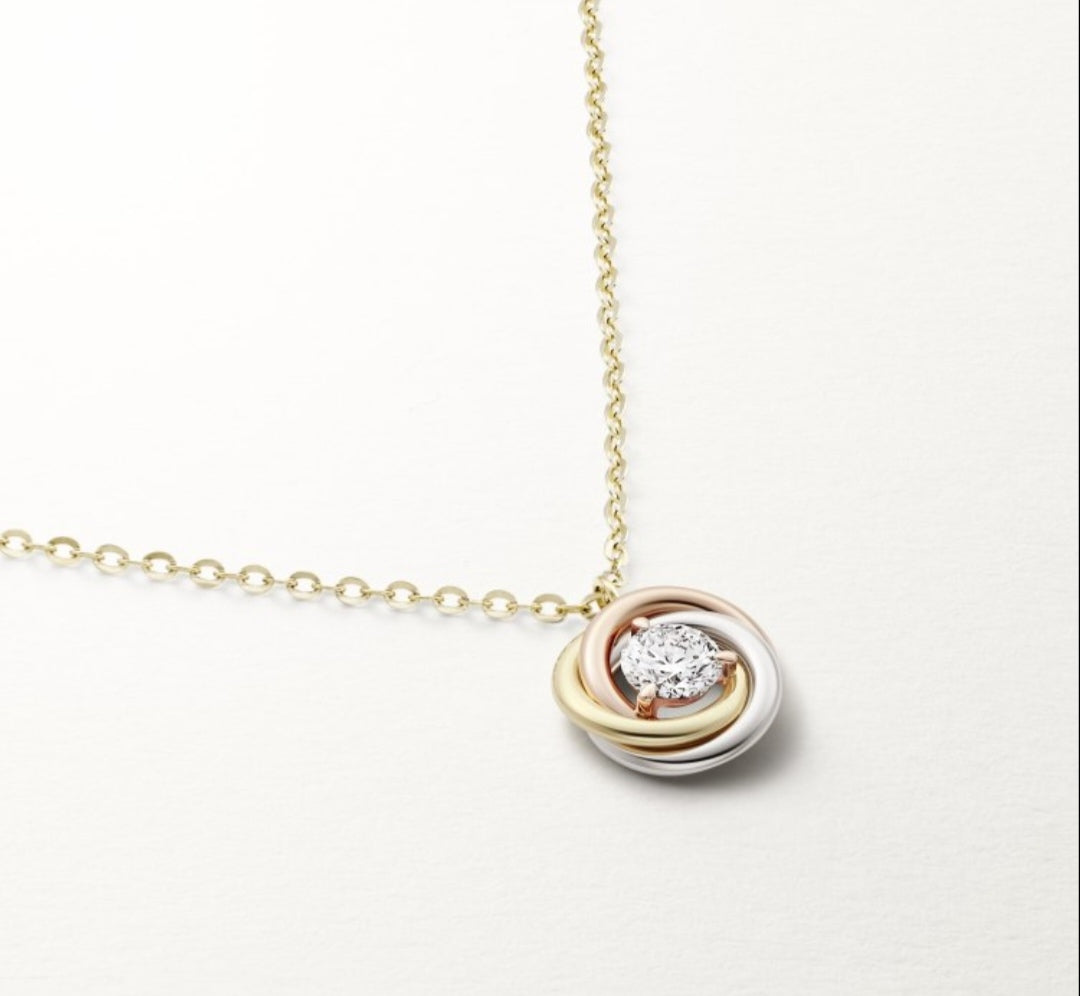 tricolor crystal delicate Necklace for women - alternate angle view 3