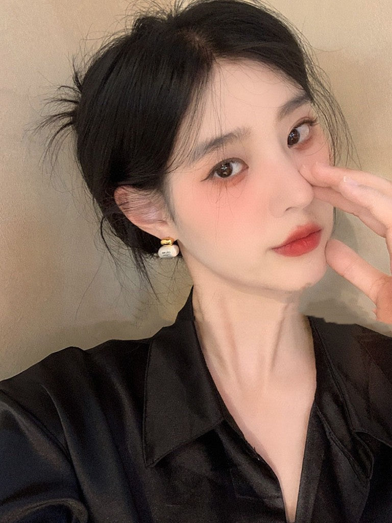 letter Stud Earrings for women - alternate angle view 2