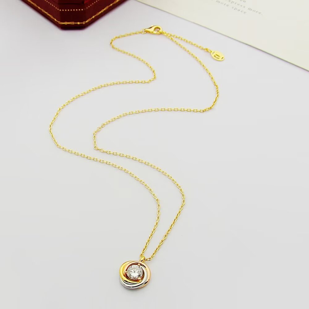 tricolor crystal delicate Necklace for women - alternate angle view 7